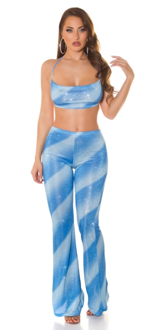 Party Crop top with glitter gradient Blue